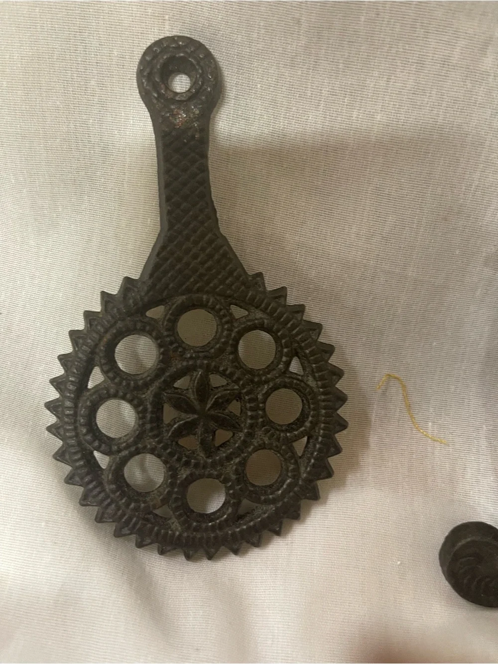 Vintage Wilton Mini Black Ornate Cast Iron Footed Wall Decor Set of 4